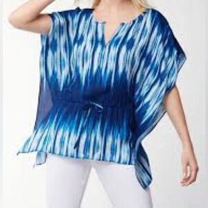 Tommy Bahama Petra Kaftan Blouse in Kingdom Blue - Size Small